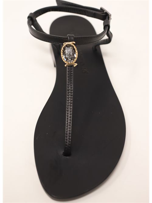 Capri sandals with black jewel Da Costanzo | BIGSTONEJEWELNERONERO